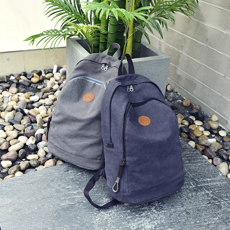 

MANJIANGHONG Large Capacity Casual Men's Canvas Backpack Solid Color Wild Student Bag Fashion Simple Travel Bag