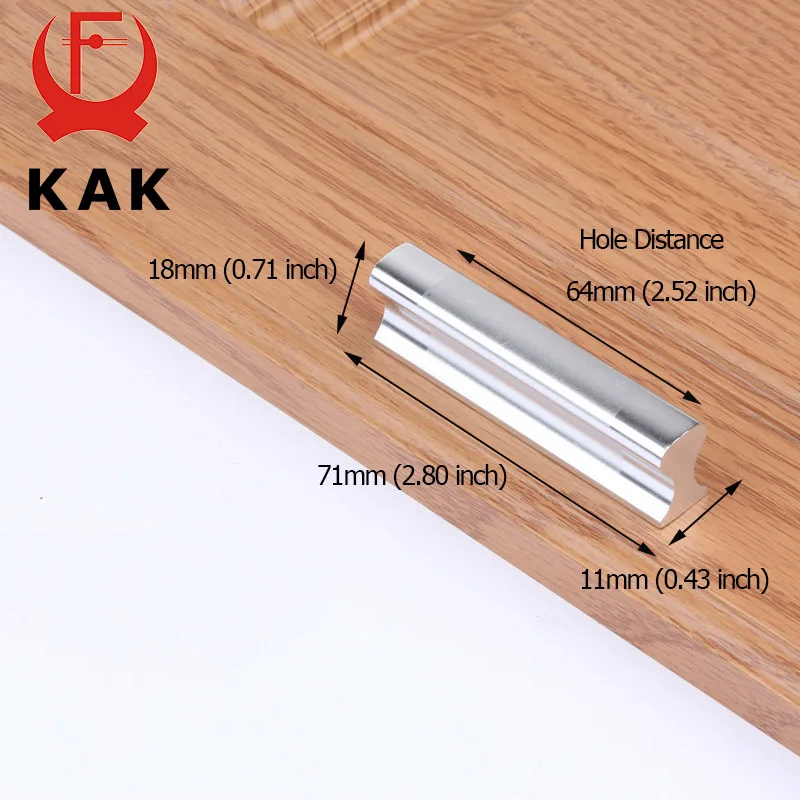 64mm KAK ручки из алюминиевого сплава для кухонного ящика, ручки шкафов, двери, современный шкаф, ручка для мебели, инструменты - Цвет: 64mm