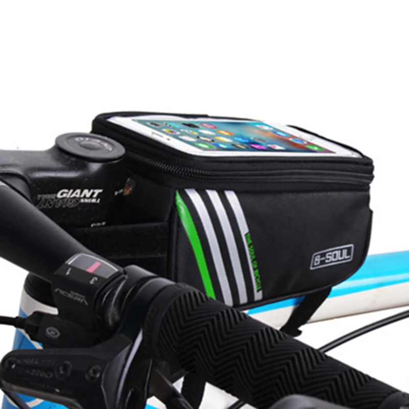 B-SOUL велосипедные сумки с сенсорным экраном для велоспорта MTB горный велосипед Рама Передняя труба сумка для хранения для 5,5 дюймового мобильного телефона водонепроницаемый