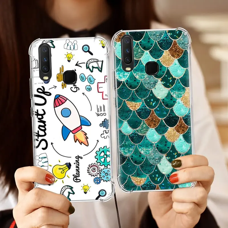 Shockproof Phone Case For Vivo Y17 / Y3 Y15 Y12 Art Painted Cute Cartoon TPU Silicone Soft |