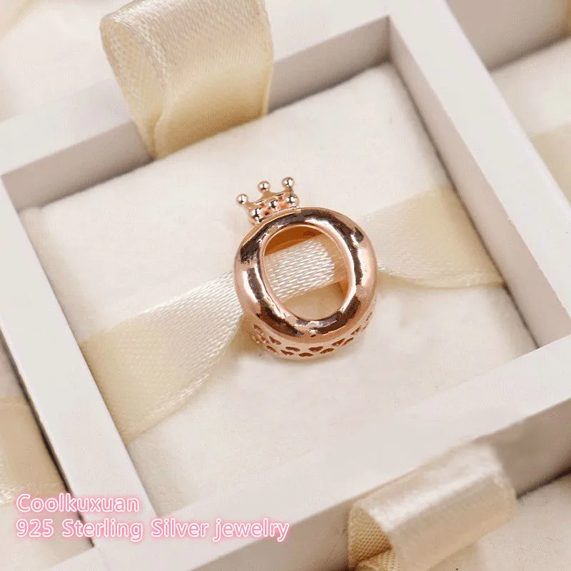 Осень 100% Стерлинговое Серебро 925 пробы фирменный Логотип Корона O Charm розовое