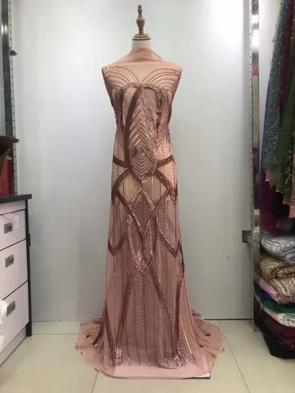 

latest french laces fabric high quality 2019 sequin mesh fabric African Tulle Lace Fabrics Sequins Wedding Nigeria lace JL150