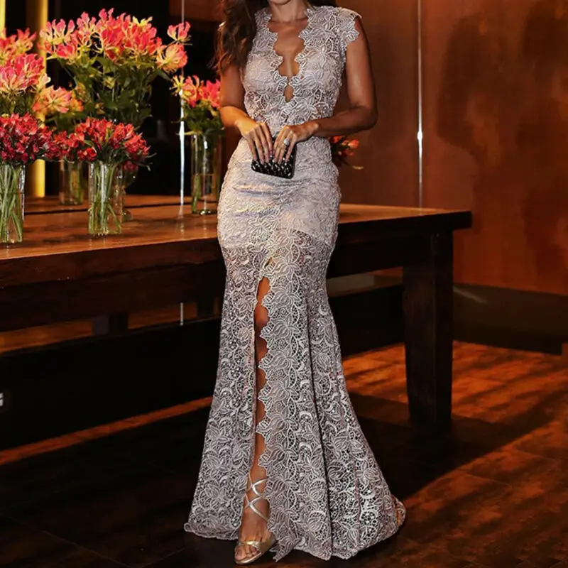 

Gown Prom Lace Women Ball Long Dress Maxi Bridesmaid Slim Evening Party Dress