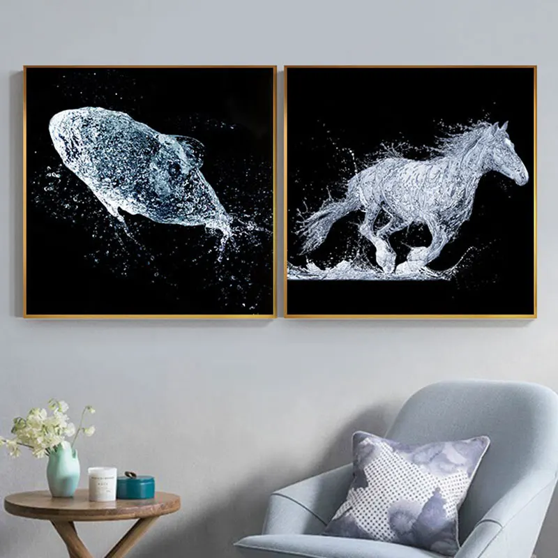 Современный Настенный декор для гостиной абстрактная черно-белая Хрустальная