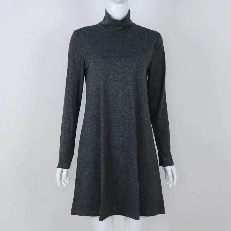 Новая мода осень зима платье Водолазка с длинным рукавом Свободные Повседневное