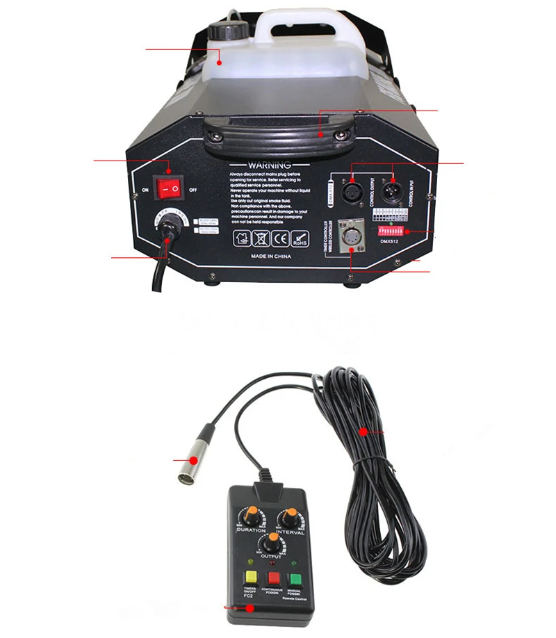 Фото Дымовая машина 3000 Вт DMX512 Интеллектуальный беспроводной пульт дистанционного Дымовая машина 3000 Вт DMX512 Интеллектуальный беспроводной пульт дистанционного