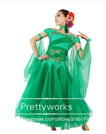 S-XXL 10 color red black pink green blue rosy modern waltz ballroom dance dress competition costume h-0552 | Тематическая одежда и