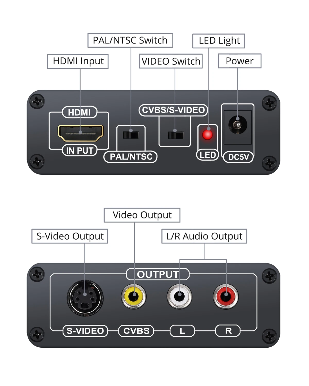 Prozor HDMI Совместимость с композитным 3RCA AV S Video R/L аудио Vdieo конвертер адаптер Upscaler