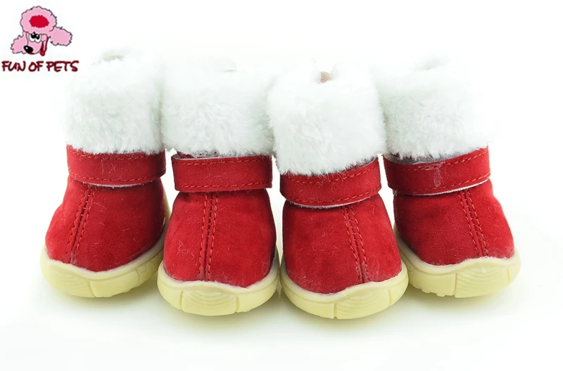 Высокое качество теплые зимние Красный Рождественский фестиваль обувь для собак