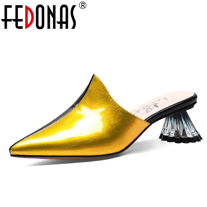 Женские туфли без задника FEDONAS разноцветные босоножки из натуральной