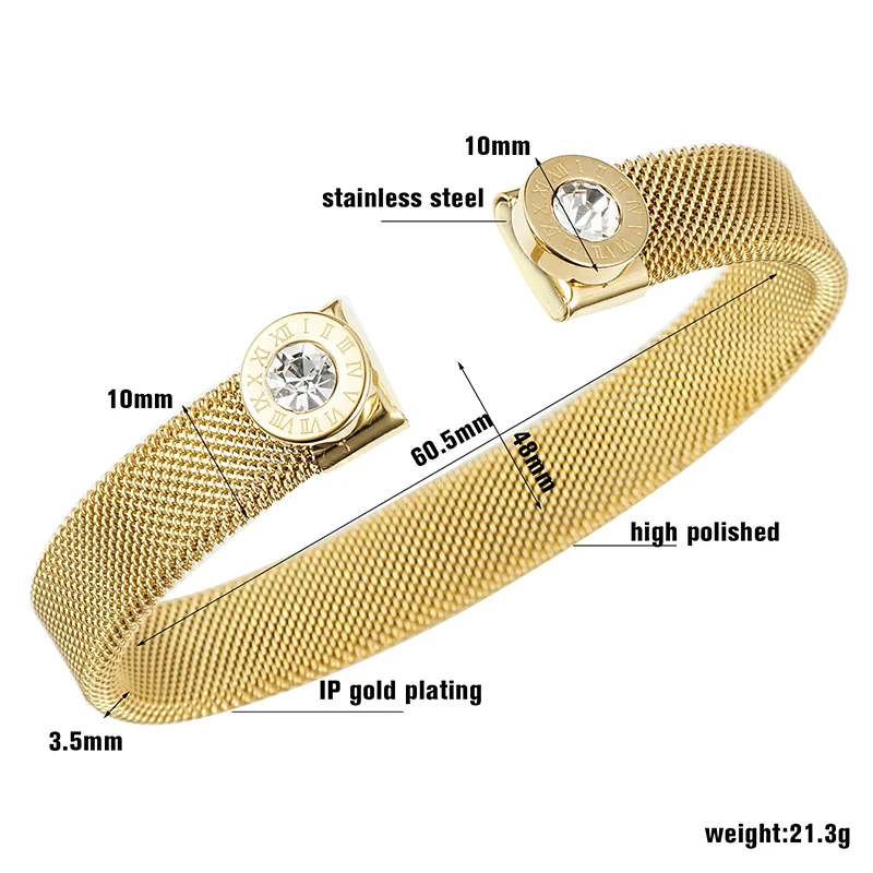 Модный Бренд стразы браслет с римскими цифрами открытые браслеты манжеты из