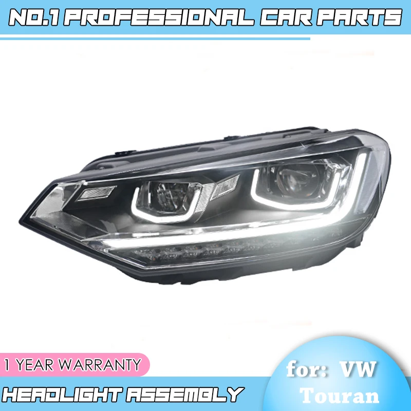 Для VW Touran фары- новые Touran светодиодный фары DRL Bi Xenon объектив Высокий Низкий луч парковка противотуманная фара автомобиля стиль