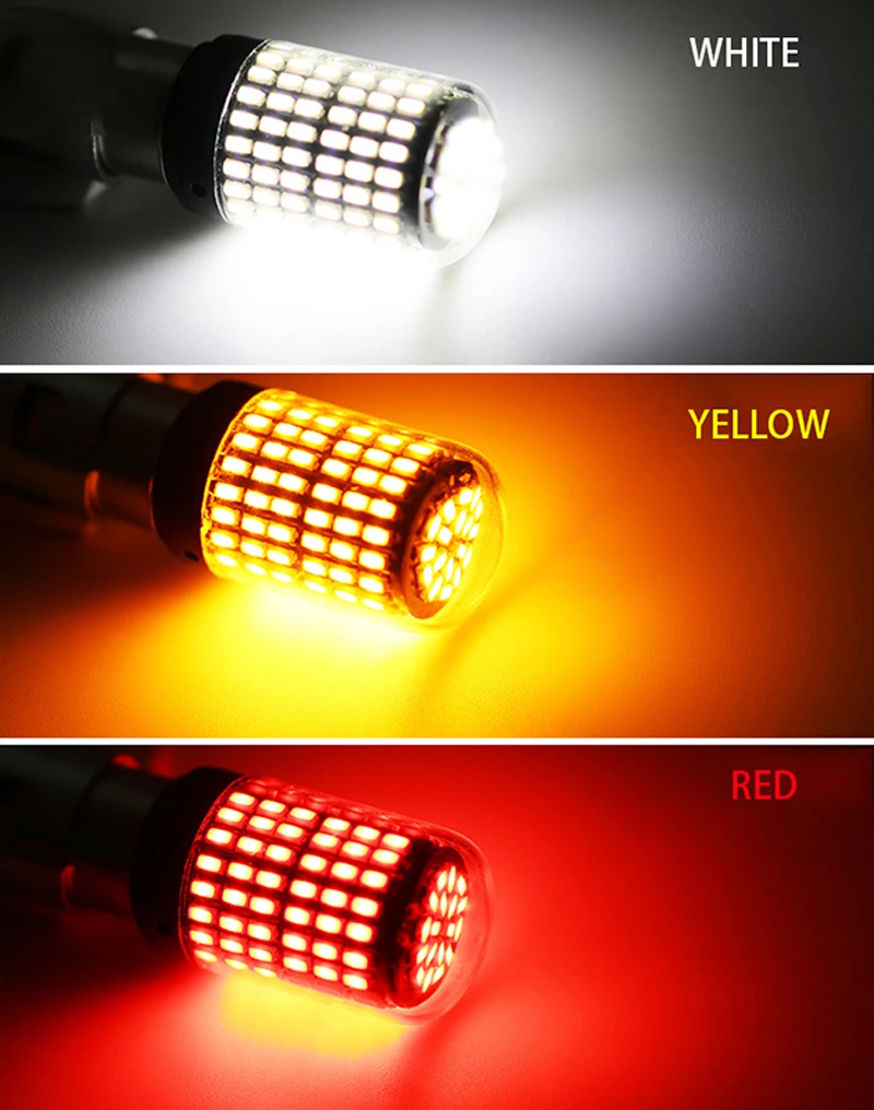 

SUNKIA 2Pcs/Lot LED Car Lights T20 3030-144SMD 7440 22W Wedge Brake Stop Reverse Turn Signal Pure White/red/yellow Bulbs