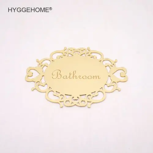 Gold-Bathroom Знак для спальни ванной комнаты туалета стикер на стену s стикер на дверь вывеска Овальный художественный зеркальный индикатор индивидуальный Декор для дома - Цвет: Gold-Bathroom