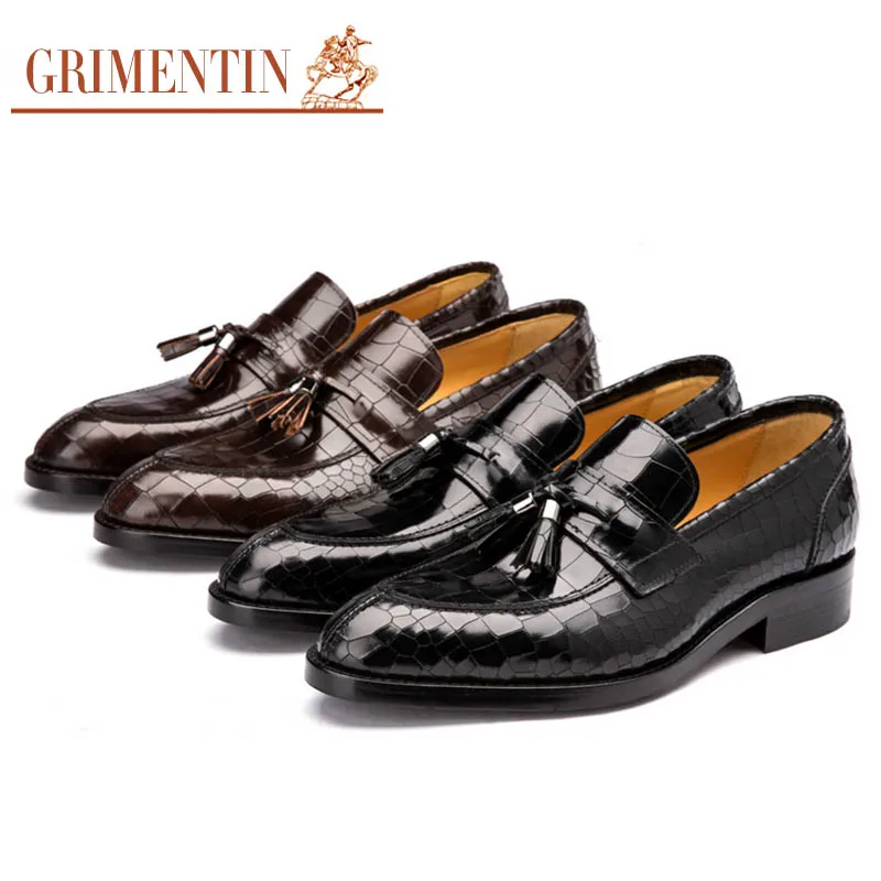 GRIMENTIN/брендовые роскошные мужские мокасины из натуральной кожи под крокодила