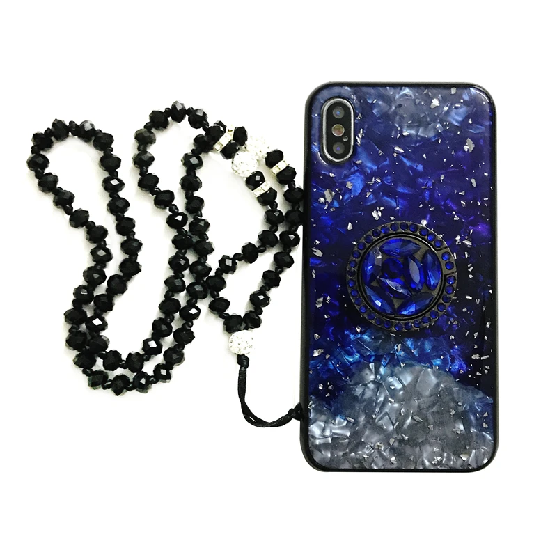 Sexy Glitter Flash Phone Case for Huawei P30 Crystal Bead String Lanyard P20 nova4 mate20pro Girls nova3e Elegant Back Cover V10 |