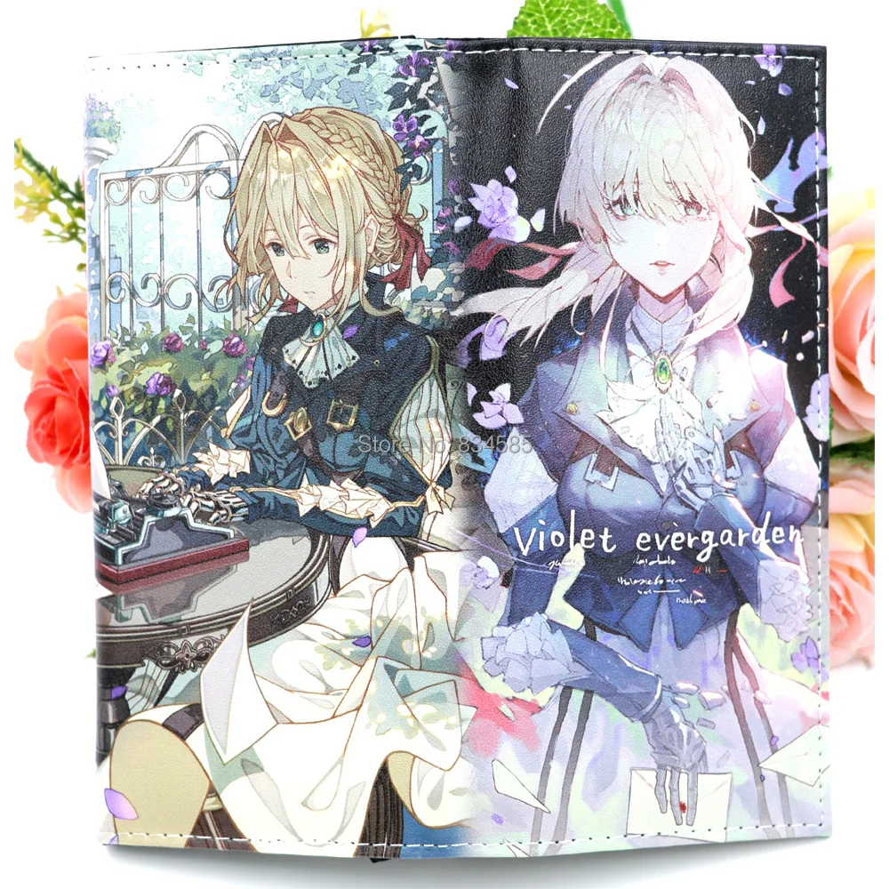 Цветной аниме фиолетовый Evergarden Длинный кошелек держатель для карт с внутренним