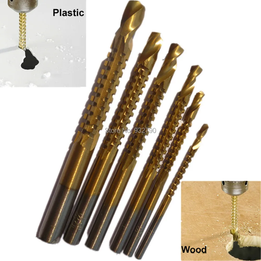 6 шт. дрель Пилы комплект HSS Титан Деревообработка Бурильные долото s 3 мм 4 5 6.5 8