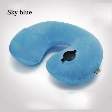 sky blue pillow Лидер продаж, u-образная подушка для путешествий. Складные подушки для шеи. Надувной дорожный подушки. Портативная однотонная подушка для шеи в деловом стиле - Цвет: sky blue pillow