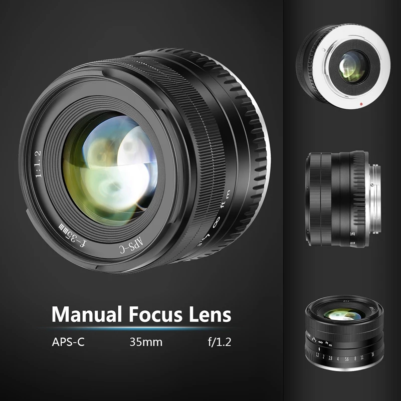 Горячая TTKK 35 мм F1.2 Большая диафрагма Prime Aps C Алюминиевый объектив для Fuji X