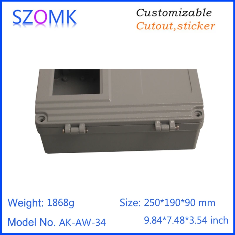 1 piece 250*190*90mm szomk hinged cover die cast waterproof aluminum amplifier housing box electronics enclosure | Обустройство дома