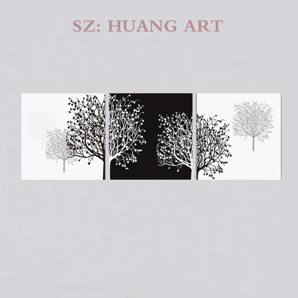 

Black and white combination modern abstract great large oil painting art painting 3p oil painting of the sitting room deco