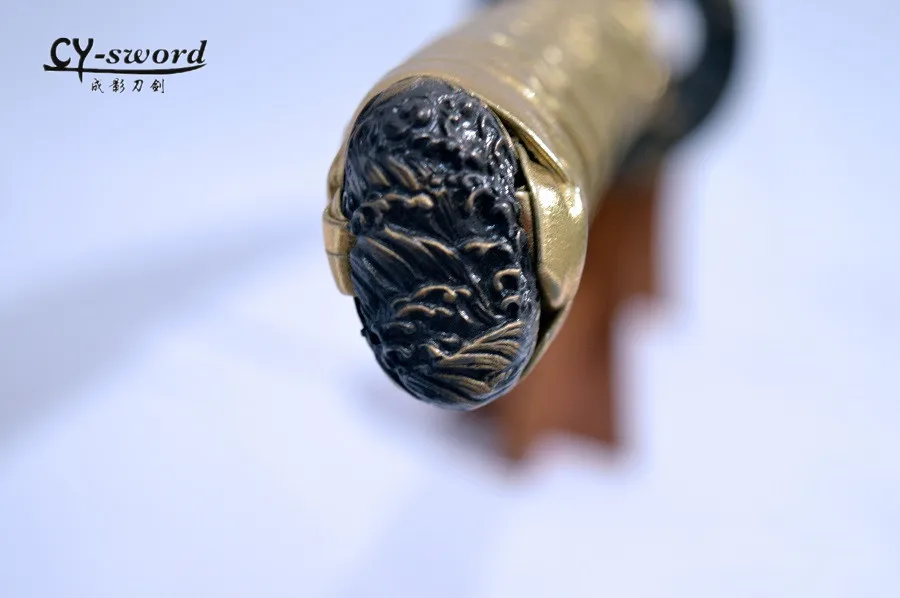 1060 STEEL oil quenching clay tempering golden blade handmade katana sword