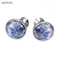hot sale spot stone cufflinks for mens lepton low key luxury blue spot stone cufflinks mens shirt cuff links relojes gemelos