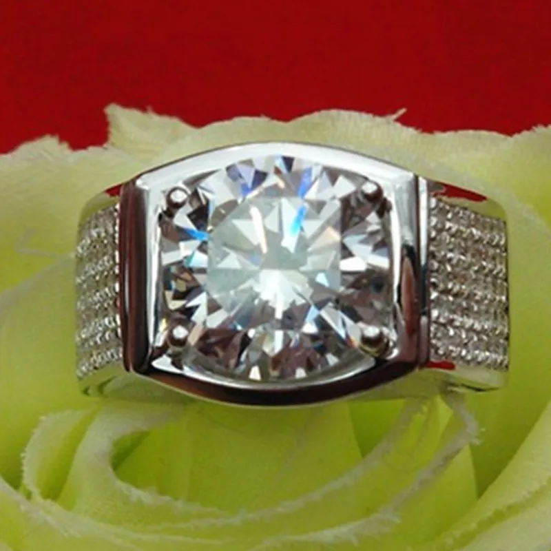 Золотое мужское ювелирное изделие 5CT Moissanite тест положительный 585 белое золото