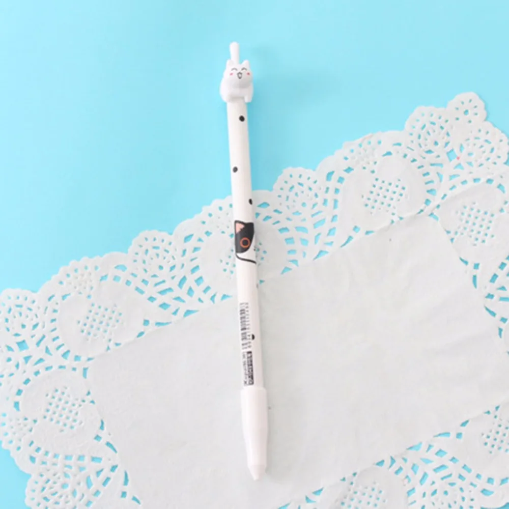 2 шт. мультяшный Кот длинный хвост Черная гелевая чернильная ручка Канцтовары