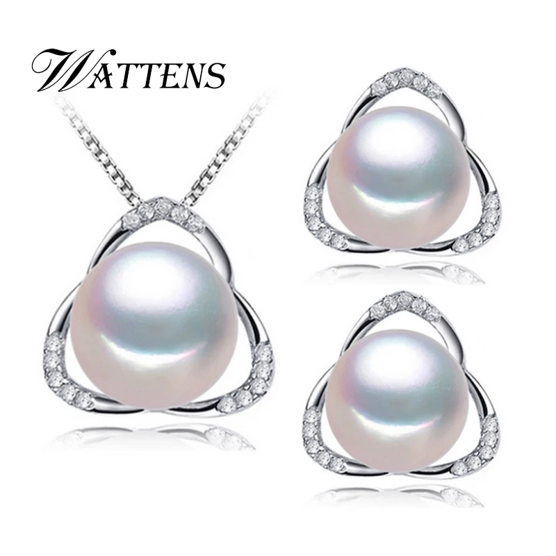 Комплект из жемчуга и сережек серебро 925 пробы | Украшения аксессуары