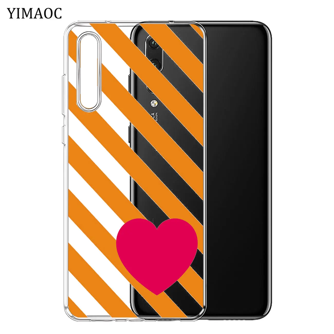 Мягкий силиконовый чехол для телефона YIMAOC в розовую полоску с сердечными губами