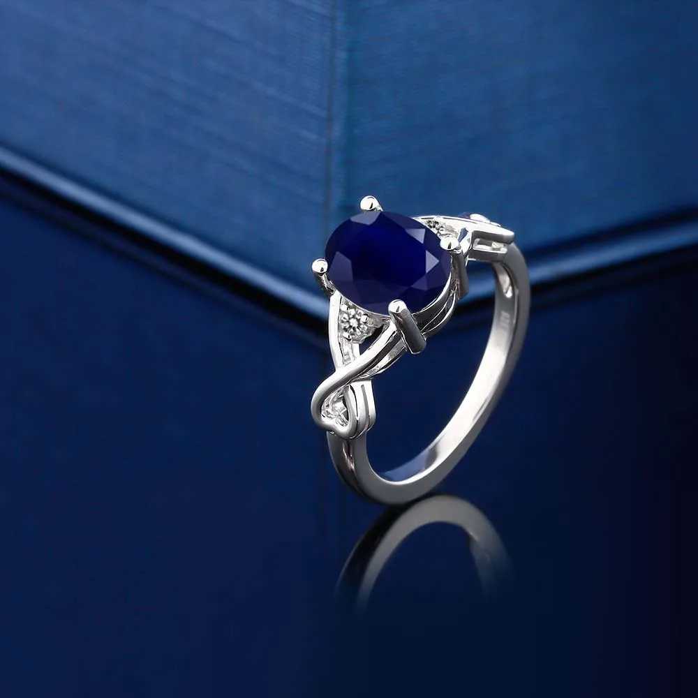 GemStoneKing 2 56 Ct Овальный натуральный голубой сапфир белые обручальные кольца с