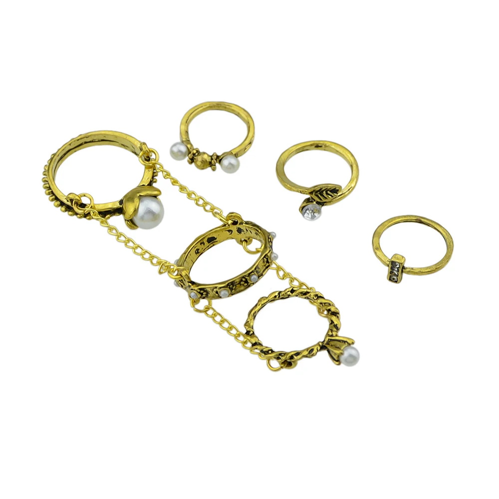 Jufee 6 шт./компл. Античное золото-Цвет серебро Цвет Кольца Комплекты BIJOUX цветок лист