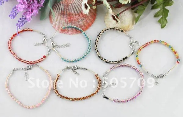 

28PCS Mixed colours glass seed beaded Lucky Raffia Anklet Bracelets #21689