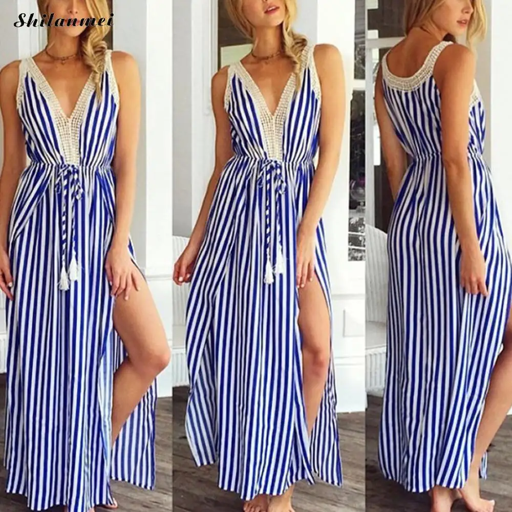 Boho длинное платье без рукавов сексуальный топ с открытыми плечами макси платья