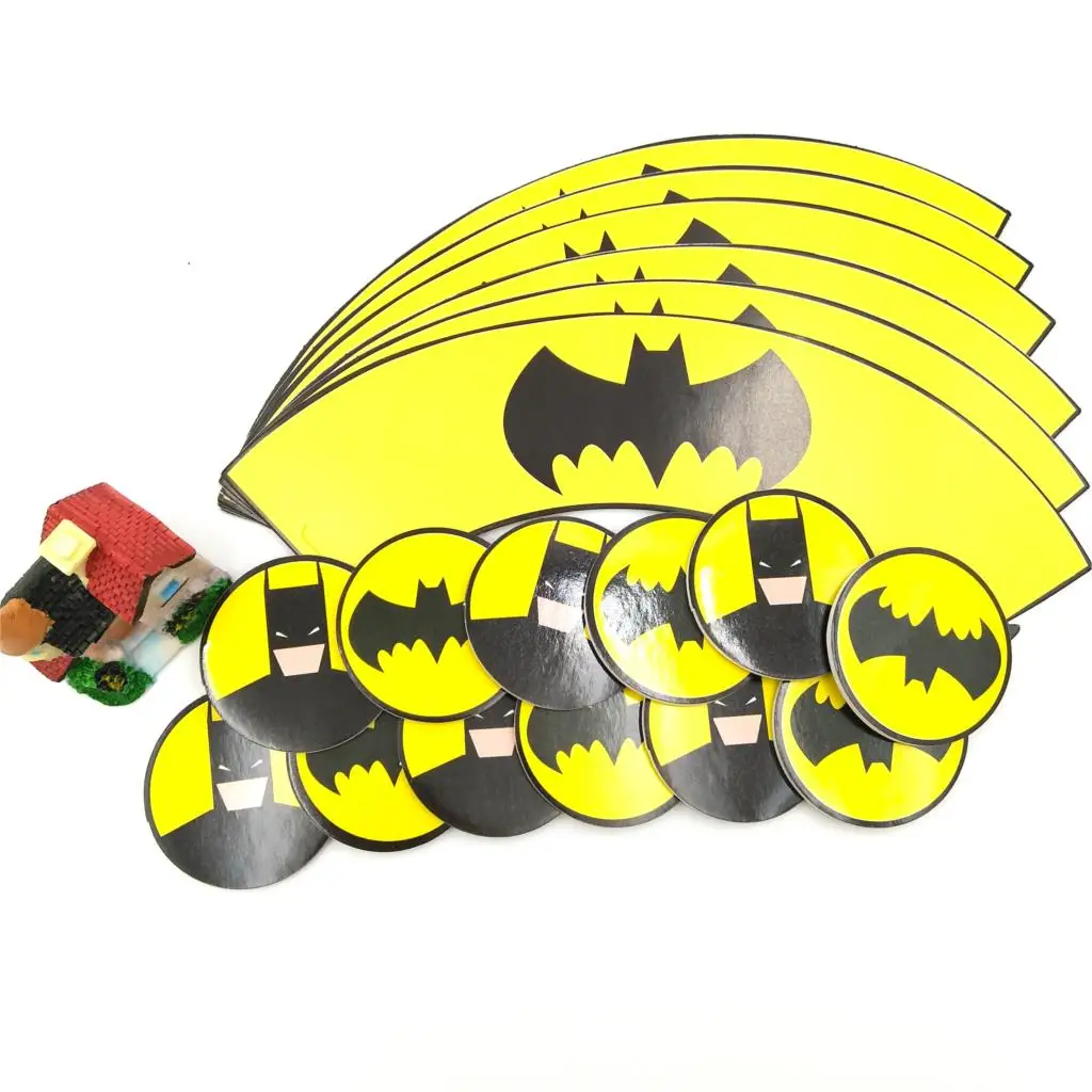 24 шт мультфильм Бэтмен кекс обертки toppers выбирает Мальчик Дети День рождения