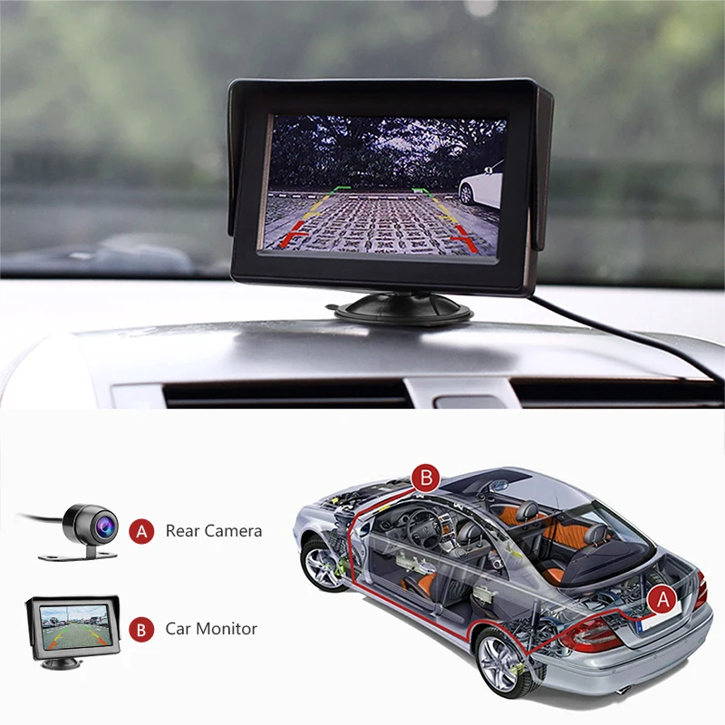 Jansite 4," автомобильные мониторы TFT lcd монитор заднего вида для парковки система заднего вида для резервного копирования камера заднего вида Поддержка DVD авто тв