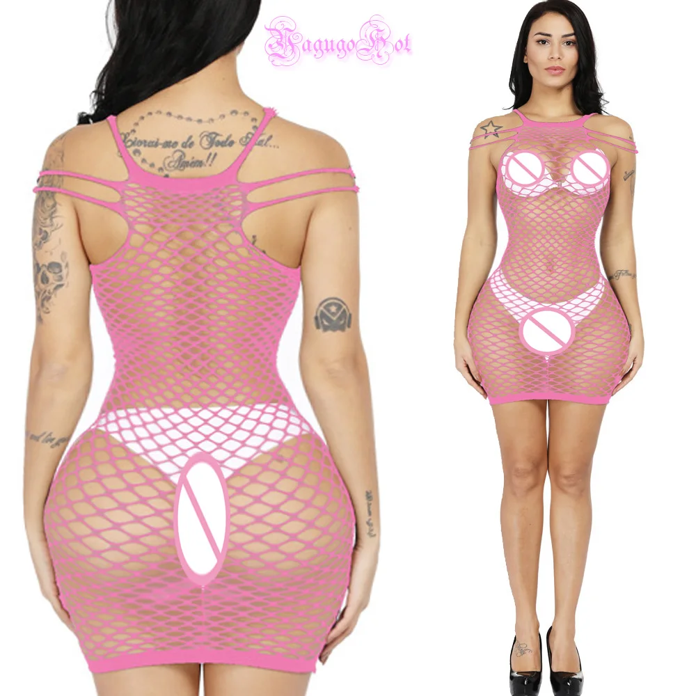 Эротическое сексуальное нижнее белье в сеточку без рукавов комбинация с