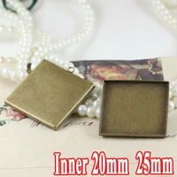 10pcs antique bronze wholesale 2025mm square cabochon bezel setting pendant blank base tray vintage necklace pendant findings