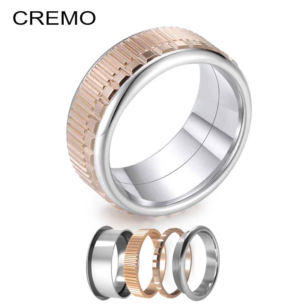 

Cremo Gold Rings 8mm Width Women Gear Accessories Interchangeable Wedding Band Engagement Stainless Steel Band Ring Bijoux Bague