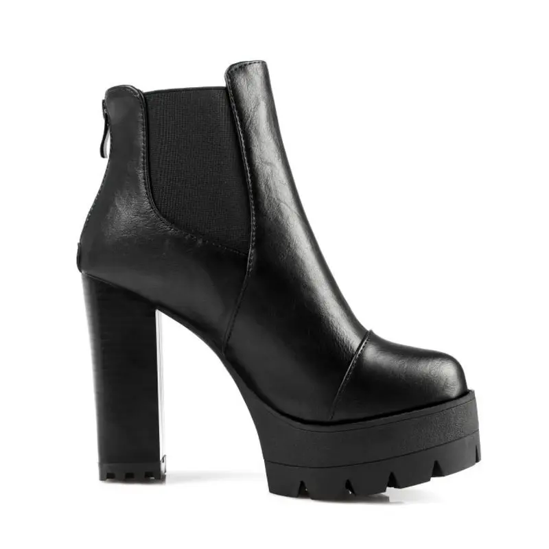 FITWEE/Размеры 33-43 женские полусапожки Однотонные эластичные ботинки на высоком