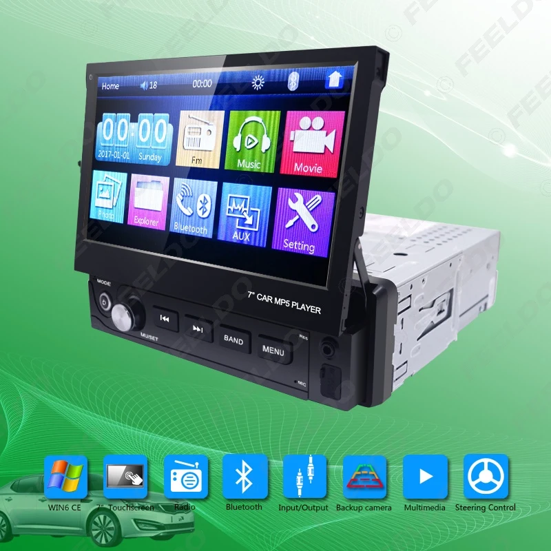 FEELDO 7 дюймов 1DIN In-dash Manumotive ультра тонкий WinCE Автомобильный Bluetooth Радио USB 1080P MP5 супер плеер