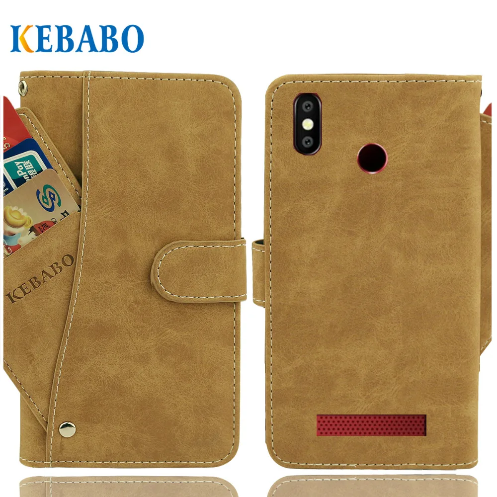 Винтажный кожаный чехол кошелек Vernee T3 Pro роскошный флип 5 дюйма с 3 передними