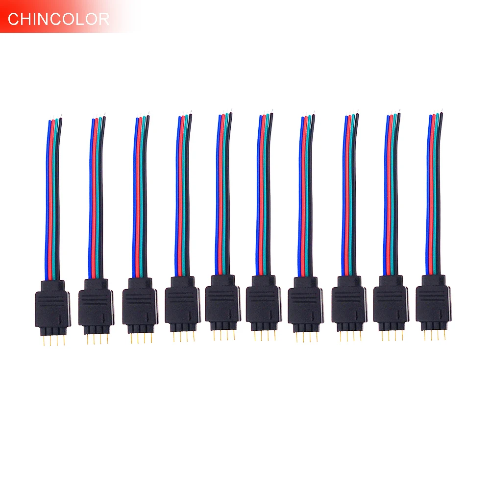 10 шт. 4 контактный Штекерный разъем кабеля размером 10*13 см для RGB smd Светодиодная