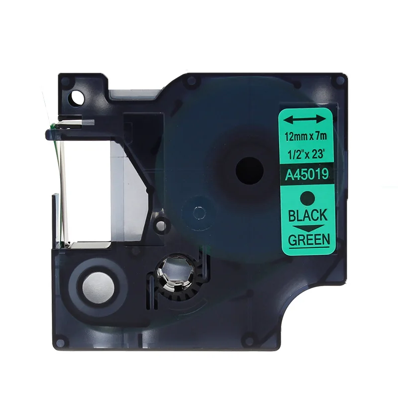 Black On Green Смешанный цвет совместимый с DYMO D1 ленты этикеток 45013 45010 45014 12 мм черный на белом принтере ленты для производитель этикеток 280 210D 420P - Цвет: Black On Green