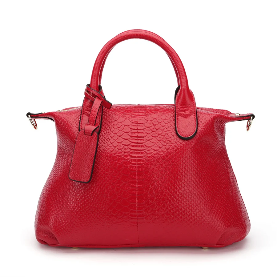 HANZISHA Brand Genuine Leather Women Handbag Fashion Designer Serpentine Cowhide Shoulder Bag Crossbody Ladies Tote | Багаж и сумки