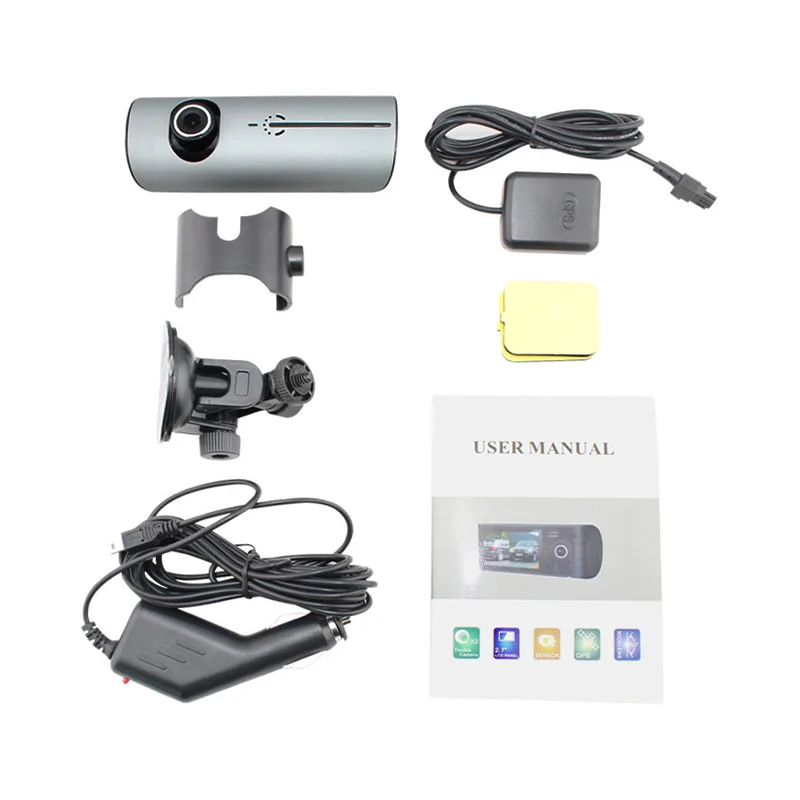 Две Камеры 720 P Автомобильный ВИДЕОРЕГИСТРАТОР GPS Tracker H.264 Камкордер Автомобиля