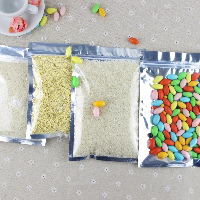 7 7*10 см полупрозрачная сумка из алюминиевой фольги с замком на молнии/серебристая