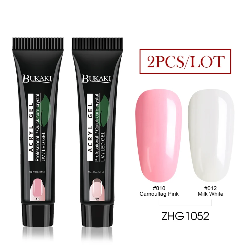 2PCS ZHG1052 BUKAKI Кристальный поли гель прозрачный розовый быстрое строительство УФ гель для ногтей Салон Советы Кисть расширитель замочить от ногтей клей для наращивания - Цвет: 2PCS ZHG1052